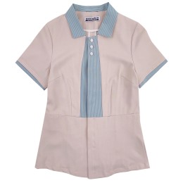 訂購間條領女裝酒店清潔服   設計短袖高檔酒店客房服務員制服  物業清潔工作服 女僕 SKHH030  訂購間條領女裝酒店清潔服   設計短袖高檔酒店客房服務員制服  物業清潔工作服 女僕 SKHH030